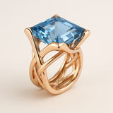 Elizabeth - Vintage rose gold ring with blue zirconias