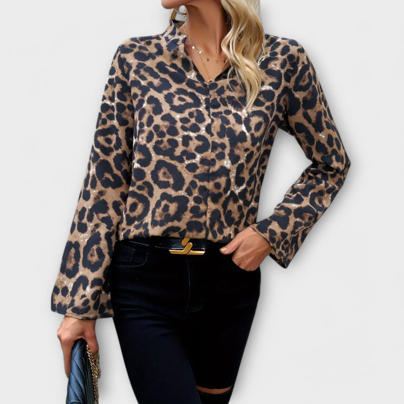 Leopard Print V-Neck T-Shirt