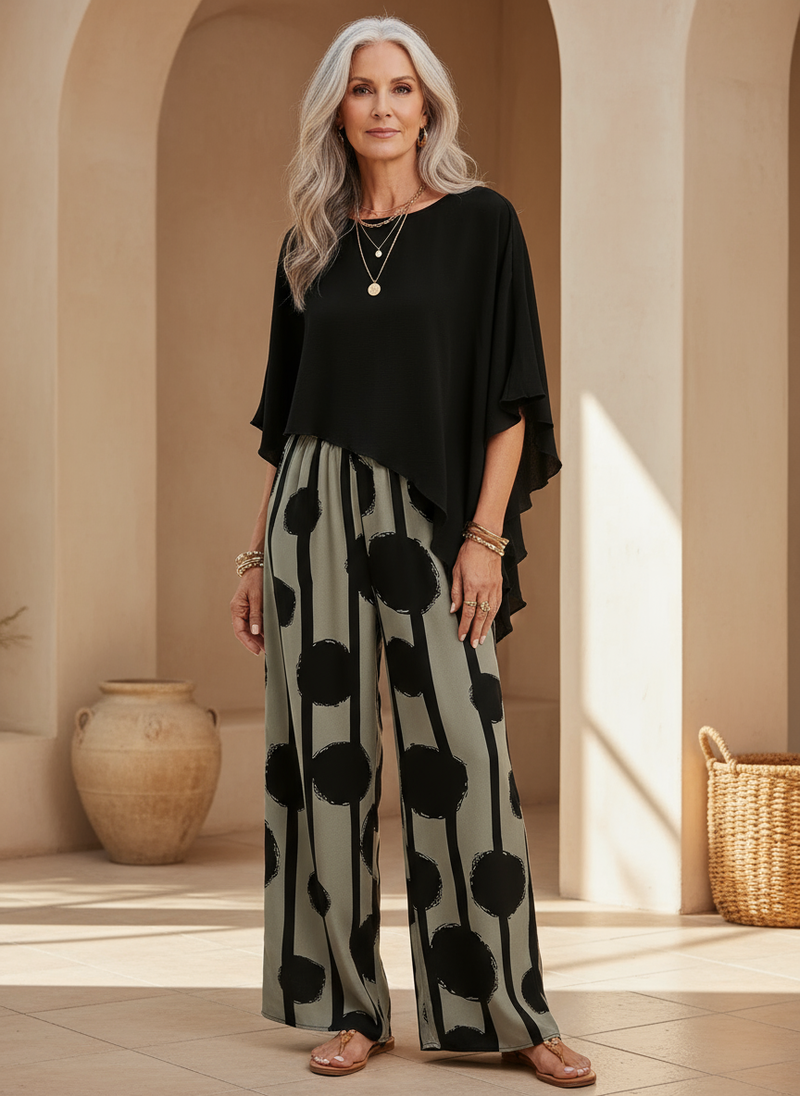 Valeriana™ | Asymmetrical Top and Boho Pants Set