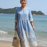 Tereza - Dress with Plant and Flower Embroidery