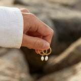 Elisa-Marie – Gold Earrings with Hanging Pearls.