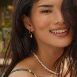 Elisa-Marie – Gold Earrings with Hanging Pearls.