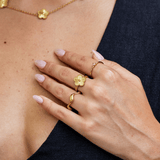 Gold Ring with Clover Design
