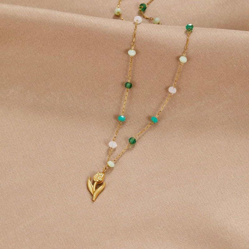 Loreta – Gold Necklace with Structured Elements