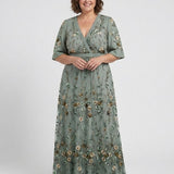 Evadne™ | Short Sleeve Floral Maxi Dress with V-Neck