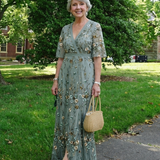 Evadne™ | Short Sleeve Floral Maxi Dress with V-Neck