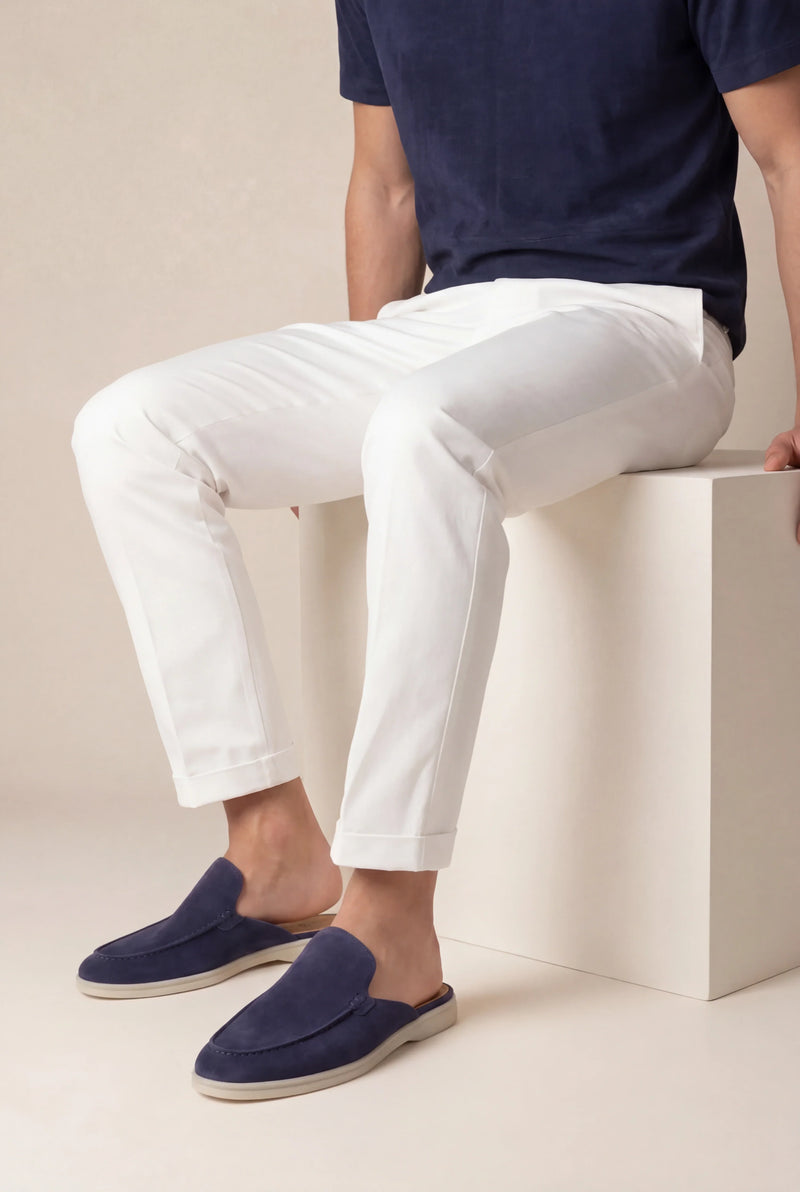 Navy Blue Suede Boat Shoe