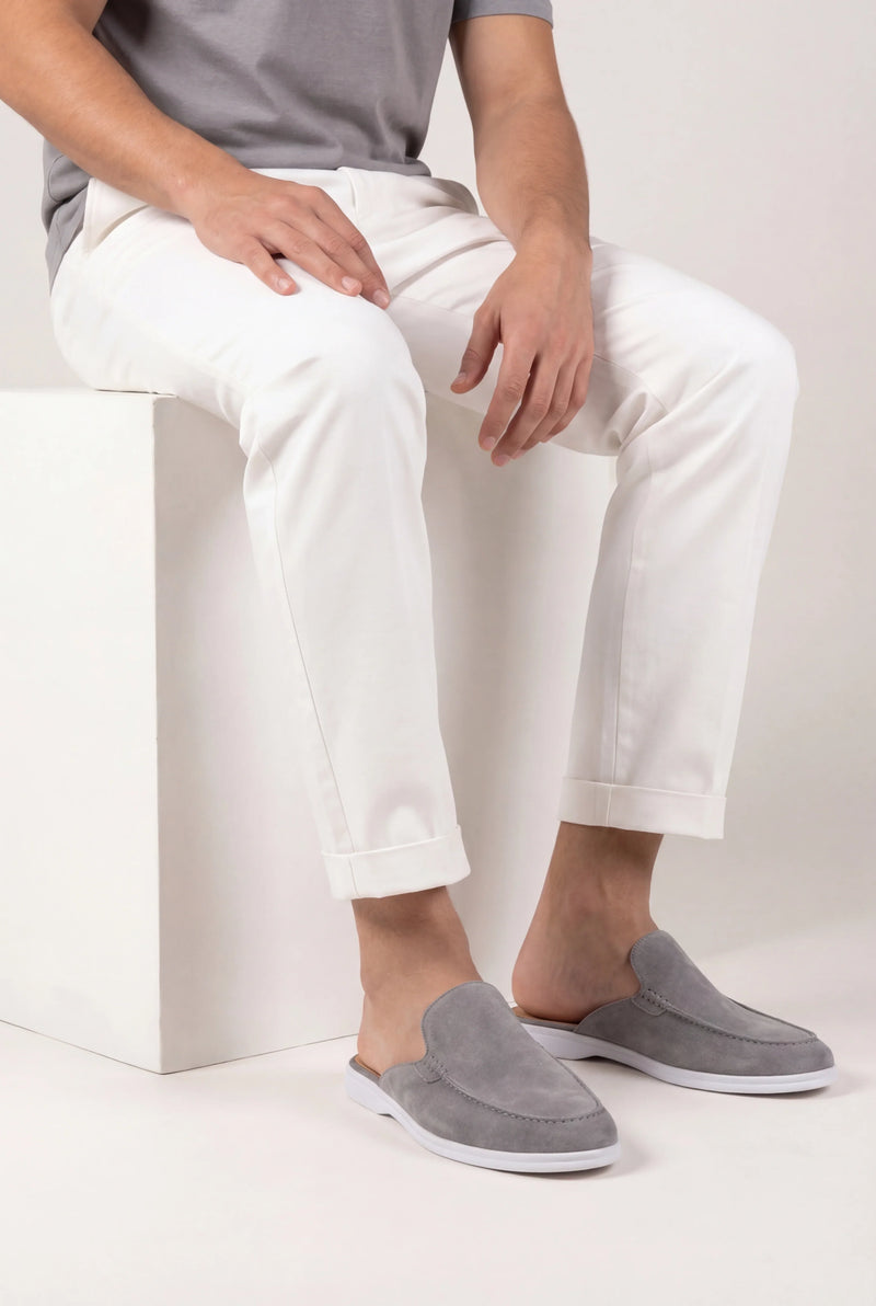 Gray Suede Moccasin