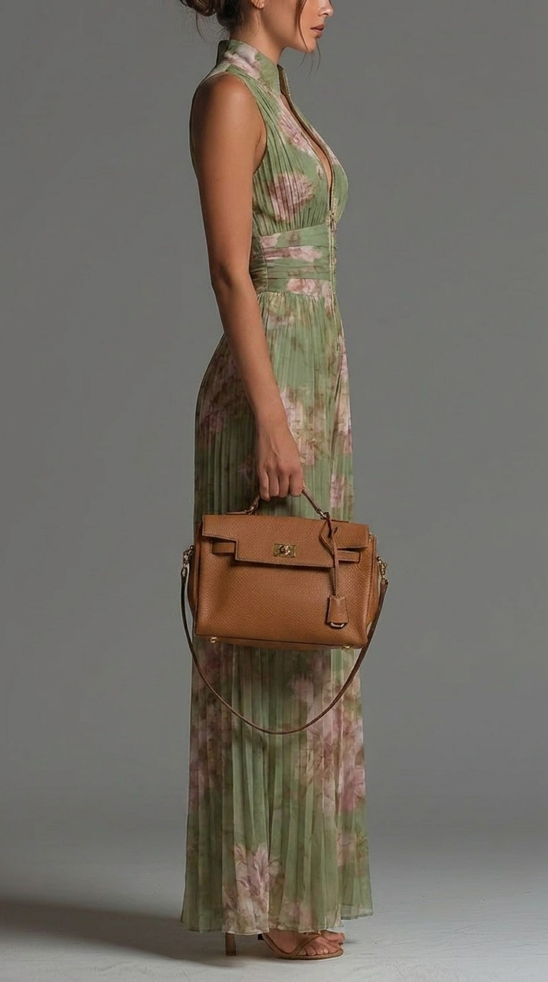 Zsófia | Mono Chiffon Floral Pleated