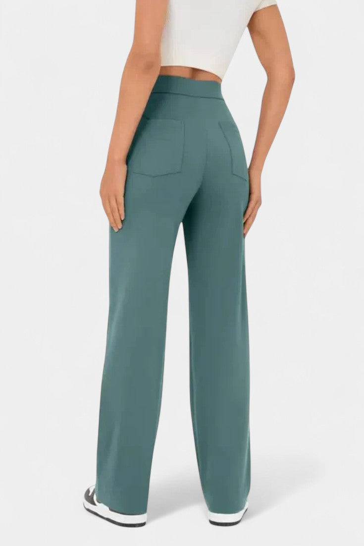 Nova High-Waisted Straight Leg Pants with Stretch