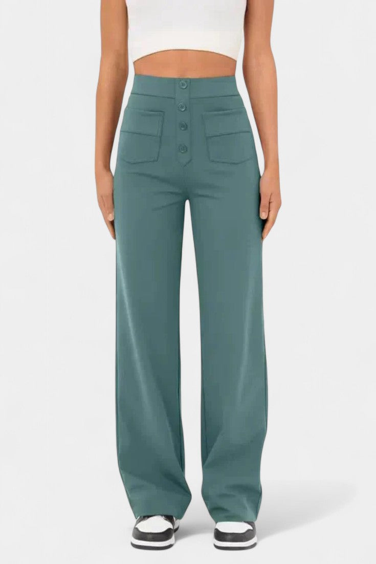 Nova High-Waisted Straight Leg Pants with Stretch