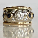 Barbora - Vintage Gold Ring with Inlays and Zirconias