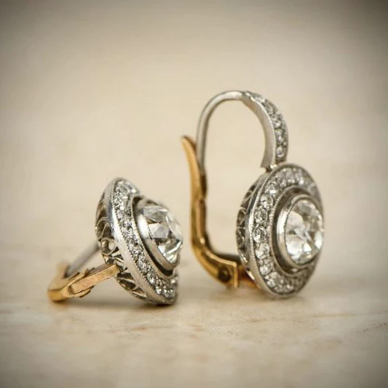 Amálie - Vintage Earrings in Golden and Silver Crystal