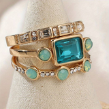 Herta - Vintage ring set with blue crystals