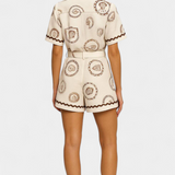 Seashell Mono T-Shirt with Shell and Button Detail