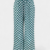 Hilaria Wide Leg Pants with Plaid Print