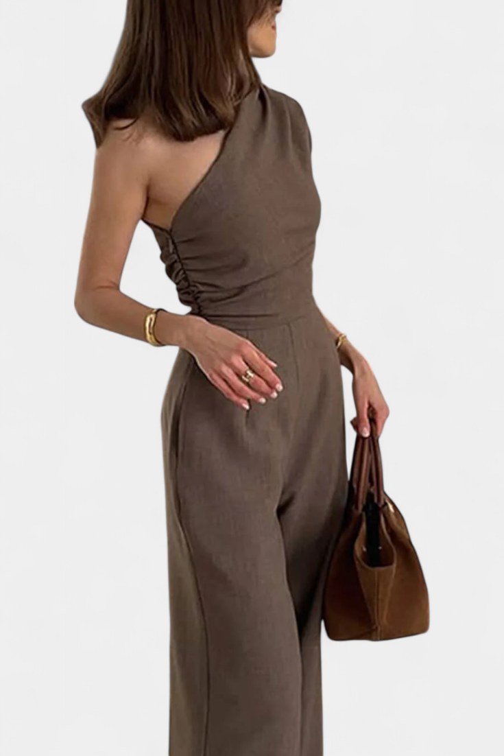 Elegant Magnolia One-Shoulder Dress with Ruching