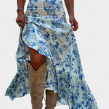 Kala Maxi Floral Skirt with Slit and Ruffles