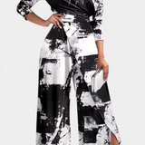 Brina Long Tie Dye Jumpsuit with Off-Shoulder and Wide Leg with Slit