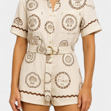 Seashell Mono T-Shirt with Shell and Button Detail