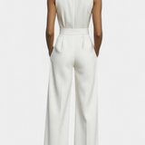 Ariella Wide Leg Casual Jumpsuit with Lapel and High Waist