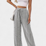 Sabrina Lightweight Straight Pants with Adjustable Waistband Stripes