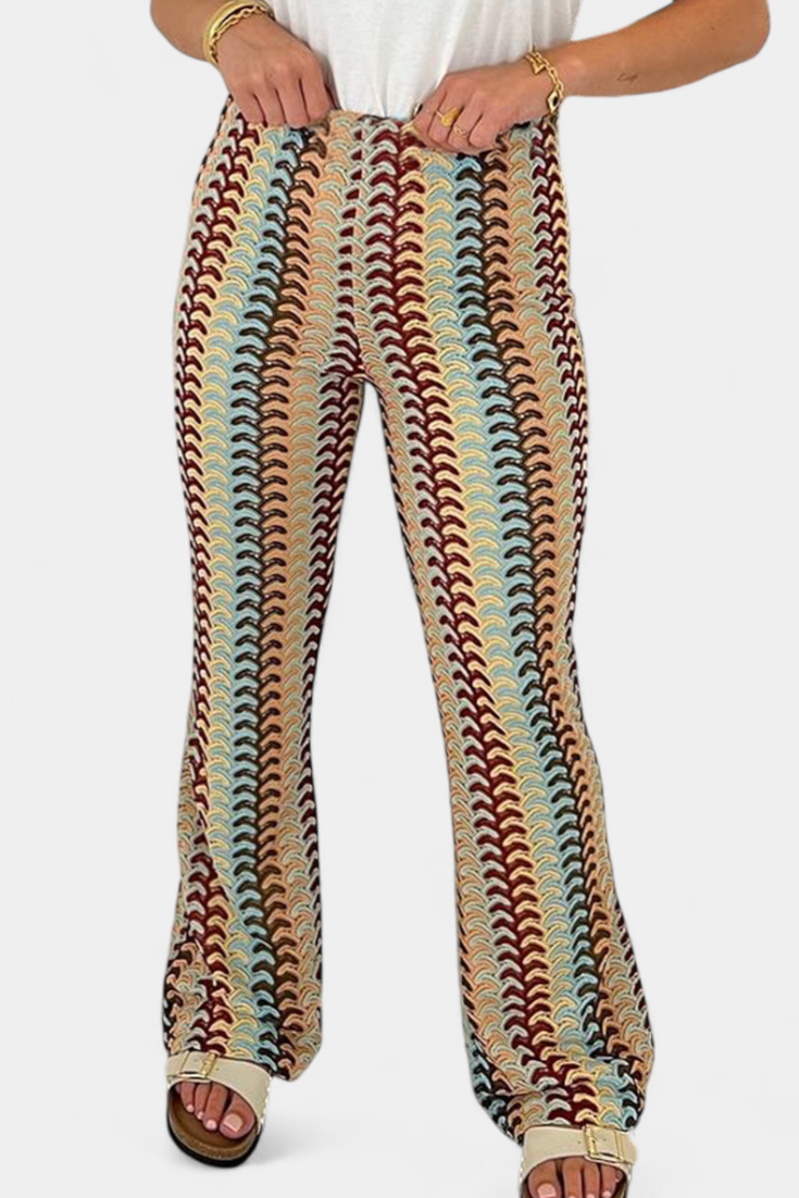 Carlie Retro Printed Flared Pants