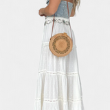 Dola Maxi Boho Skirt with Lace and Front Slit