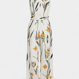 Slara Long Vacation Jumpsuit with V-Neck and Adjustable Belt