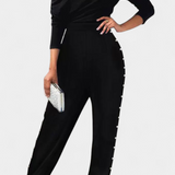 Brina One-Piece Jumpsuit with Off-Shoulder and Pearl Details