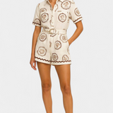 Seashell Mono T-Shirt with Shell and Button Detail