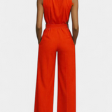 Ariella Wide Leg Casual Jumpsuit with Lapel and High Waist