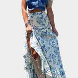 Kala Maxi Floral Skirt with Slit and Ruffles
