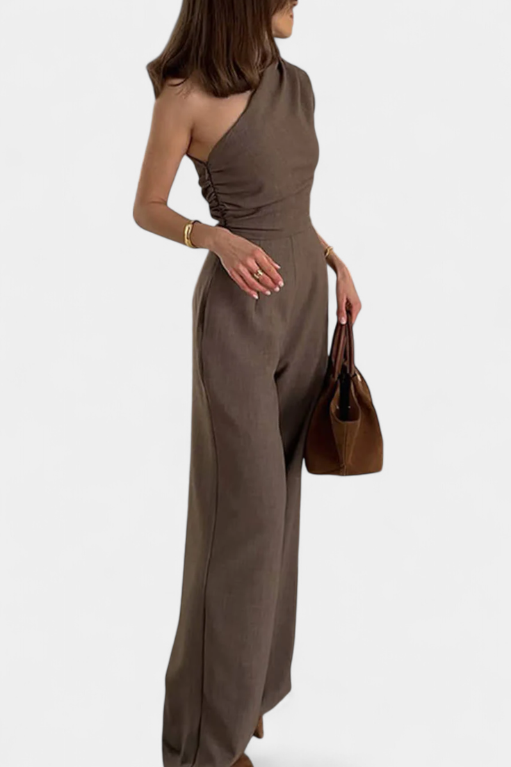 Elegant Magnolia One-Shoulder Dress with Ruching