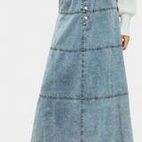 Lorraine Feather Detail Denim Maxi Skirt