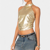 Anna | Metallic Halter Top Karter