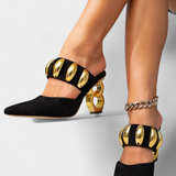 Irene Pointed Toe Heels with Metallic Details