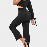 Sahar Asymmetrical Jumpsuit with Cut-Out and Long Tied Sleeve