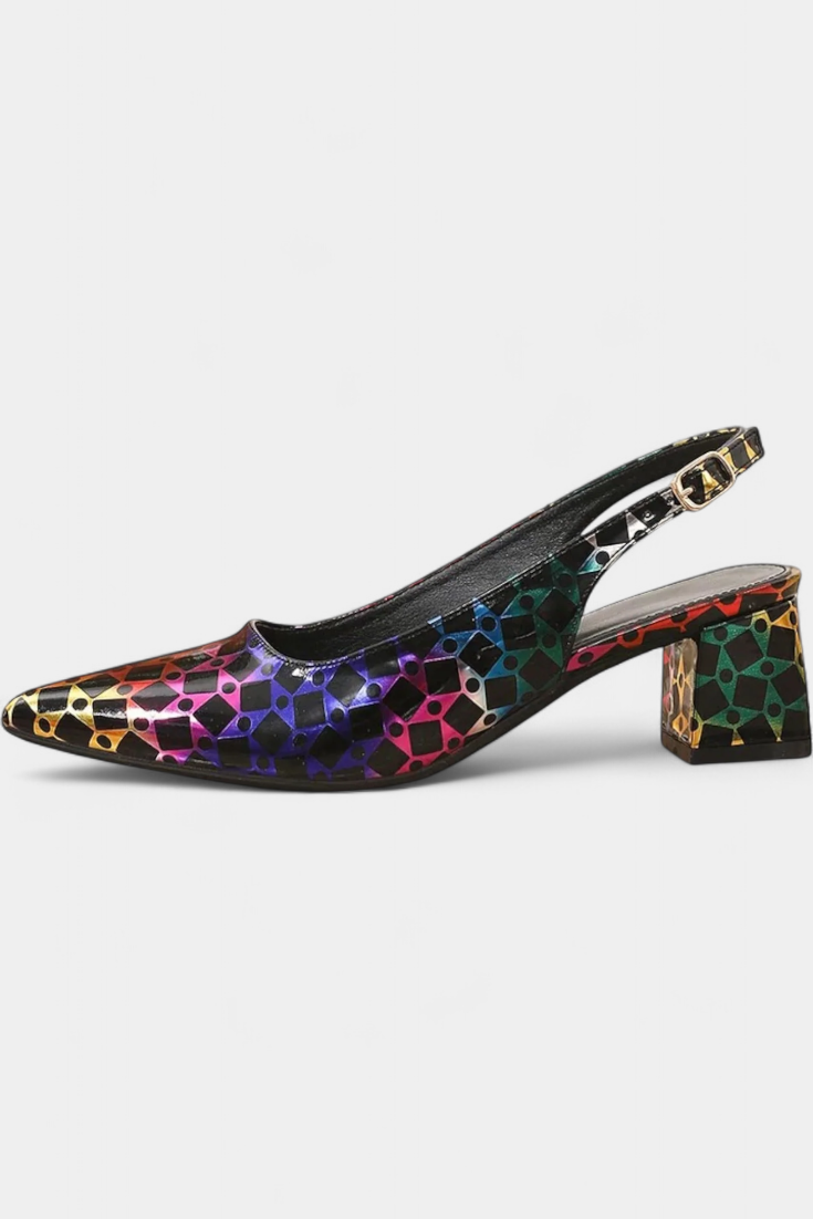 Karthleen Thick Heels with Geometric Print