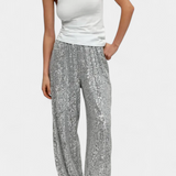 Elva High-Waisted Sequin Pants with Loose Fit