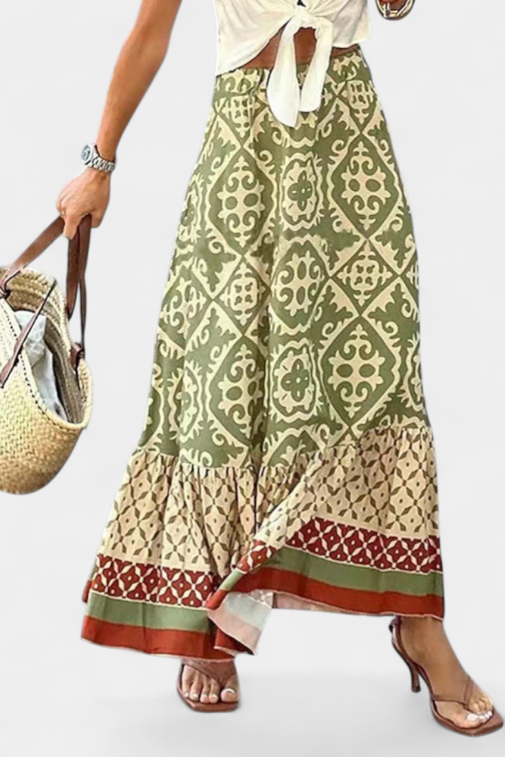 Ethel Printed Maxi Skirt with Ruffle