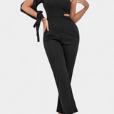 Sahar Asymmetrical Jumpsuit with Cut-Out and Long Tied Sleeve