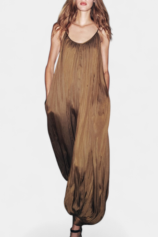 Lucy Long Pleated Jumpsuit with Relaxed Silhouette