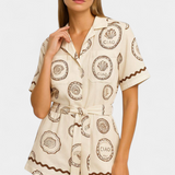 Seashell Mono T-Shirt with Shell and Button Detail