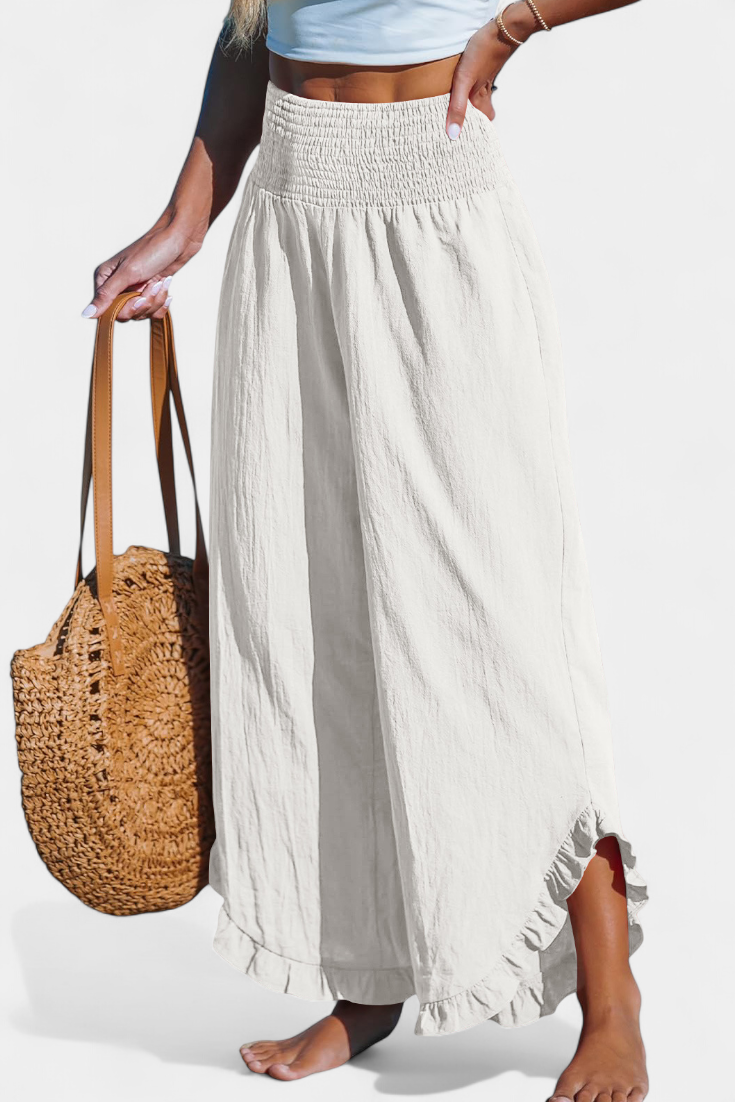 Justina Palazzo Pants with Ruffles and High Waist