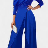 Brina Long Tie Dye Jumpsuit with Off-Shoulder and Wide Leg with Slit
