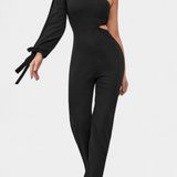 Sahar Asymmetrical Jumpsuit with Cut-Out and Long Tied Sleeve
