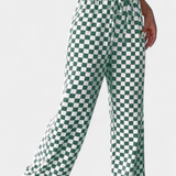 Hilaria Wide Leg Pants with Plaid Print
