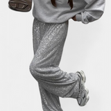 Elva High-Waisted Sequin Pants with Loose Fit