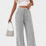 Sabrina Lightweight Straight Pants with Adjustable Waistband Stripes